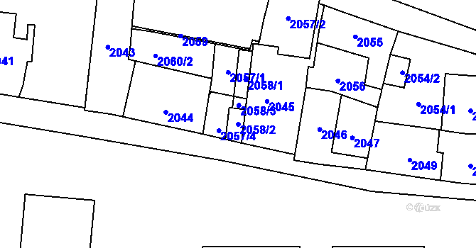 Parcela st. 2058/2 v KÚ Břevnov, Katastrální mapa