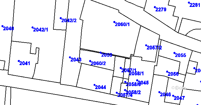 Parcela st. 2059 v KÚ Břevnov, Katastrální mapa