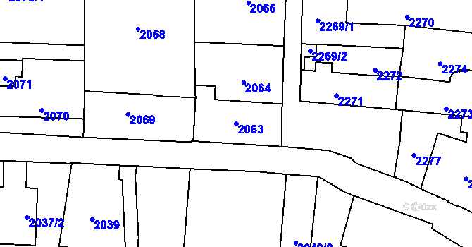 Parcela st. 2063 v KÚ Břevnov, Katastrální mapa