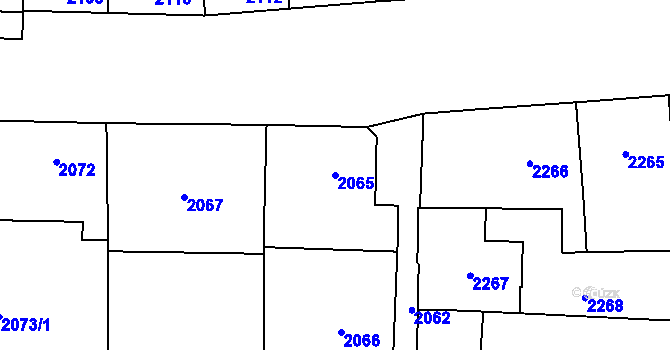 Parcela st. 2065 v KÚ Břevnov, Katastrální mapa