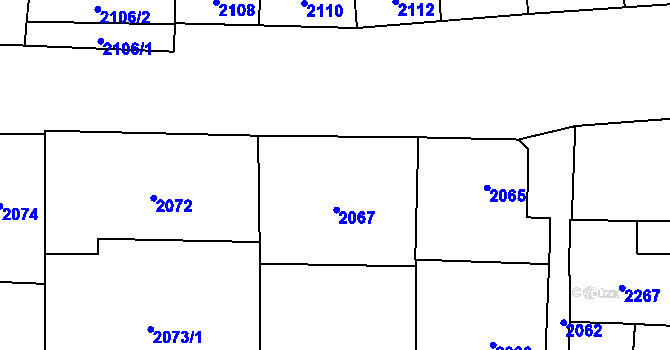 Parcela st. 2067 v KÚ Břevnov, Katastrální mapa