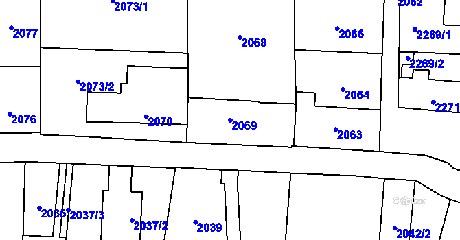 Parcela st. 2069 v KÚ Břevnov, Katastrální mapa