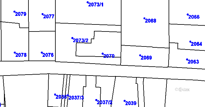 Parcela st. 2070 v KÚ Břevnov, Katastrální mapa