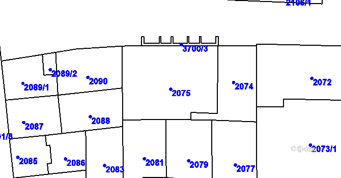 Parcela st. 2075 v KÚ Břevnov, Katastrální mapa