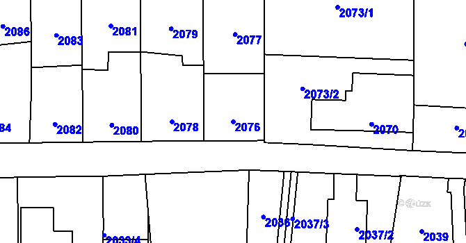 Parcela st. 2076 v KÚ Břevnov, Katastrální mapa