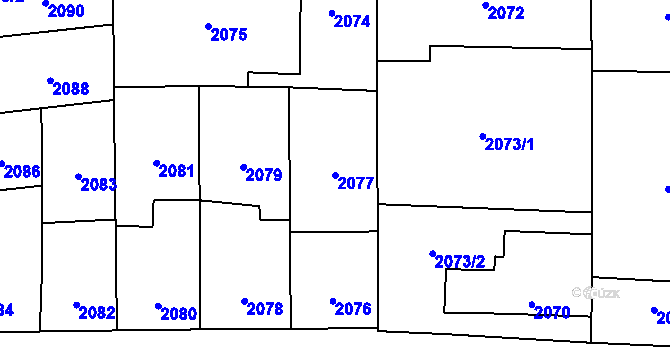 Parcela st. 2077 v KÚ Břevnov, Katastrální mapa