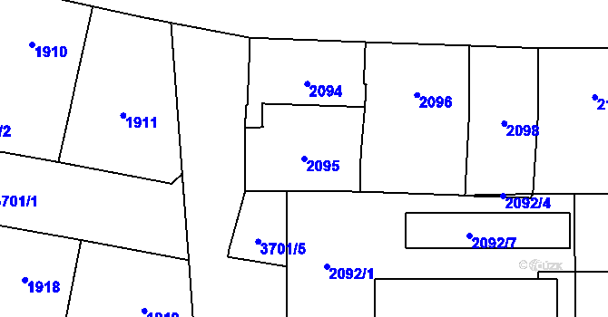 Parcela st. 2095 v KÚ Břevnov, Katastrální mapa