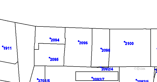 Parcela st. 2096 v KÚ Břevnov, Katastrální mapa