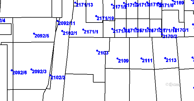 Parcela st. 2103 v KÚ Břevnov, Katastrální mapa