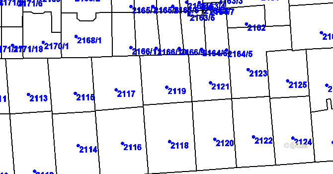 Parcela st. 2119 v KÚ Břevnov, Katastrální mapa