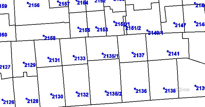 Parcela st. 2135/1 v KÚ Břevnov, Katastrální mapa