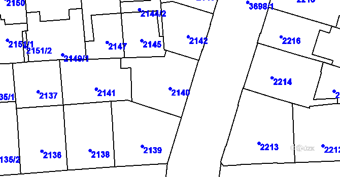 Parcela st. 2140 v KÚ Břevnov, Katastrální mapa