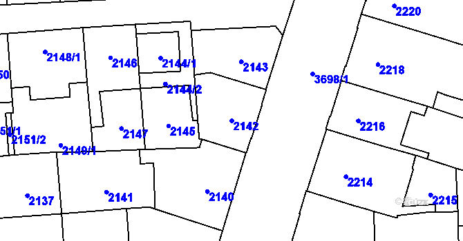 Parcela st. 2142 v KÚ Břevnov, Katastrální mapa