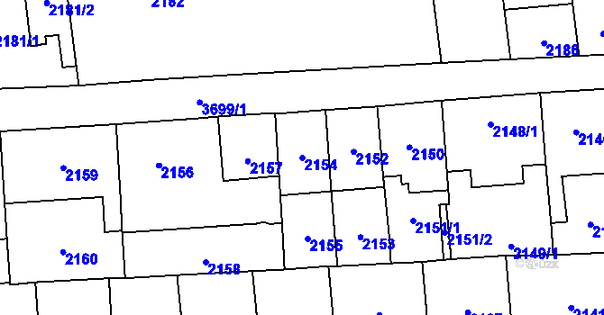 Parcela st. 2154 v KÚ Břevnov, Katastrální mapa