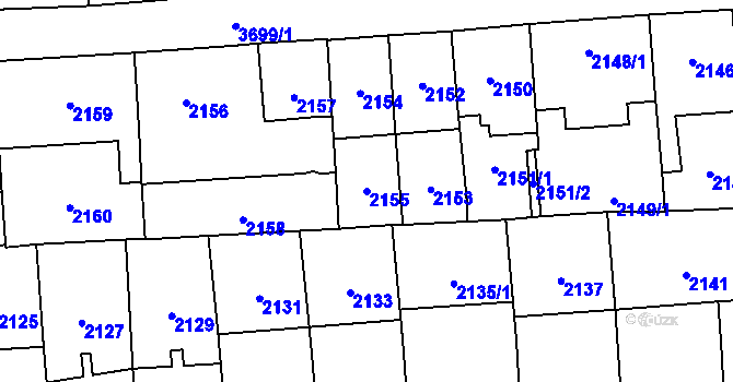 Parcela st. 2155 v KÚ Břevnov, Katastrální mapa