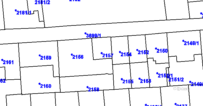 Parcela st. 2157 v KÚ Břevnov, Katastrální mapa