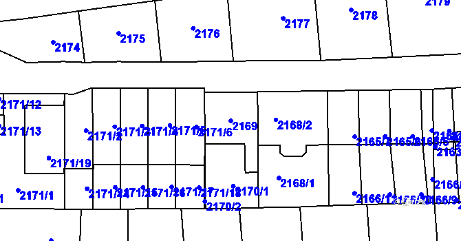 Parcela st. 2169 v KÚ Břevnov, Katastrální mapa