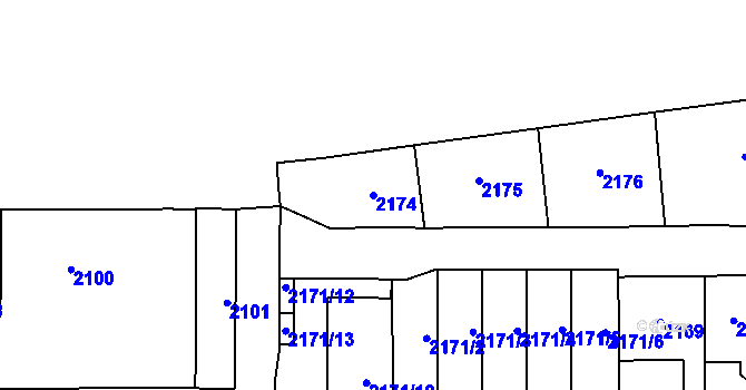 Parcela st. 2174 v KÚ Břevnov, Katastrální mapa