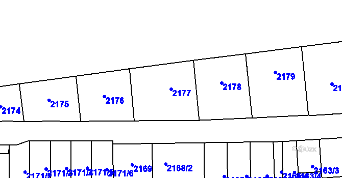 Parcela st. 2177 v KÚ Břevnov, Katastrální mapa