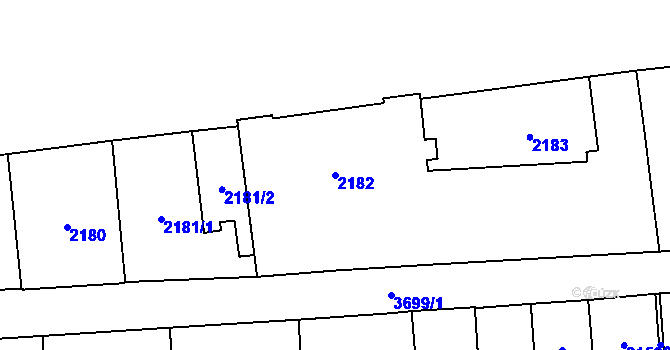 Parcela st. 2182 v KÚ Břevnov, Katastrální mapa