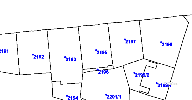 Parcela st. 2195 v KÚ Břevnov, Katastrální mapa