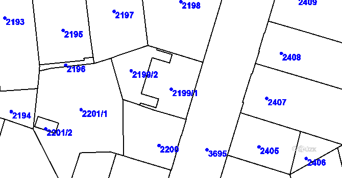 Parcela st. 2199/1 v KÚ Břevnov, Katastrální mapa