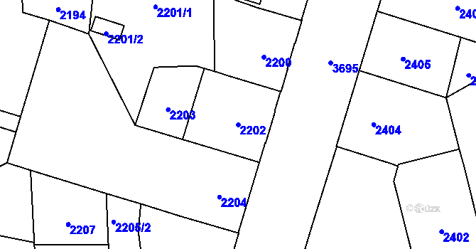 Parcela st. 2202 v KÚ Břevnov, Katastrální mapa