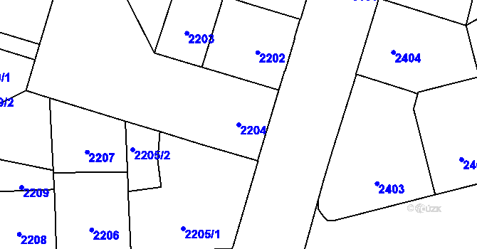 Parcela st. 2204 v KÚ Břevnov, Katastrální mapa