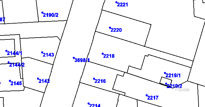 Parcela st. 2218 v KÚ Břevnov, Katastrální mapa