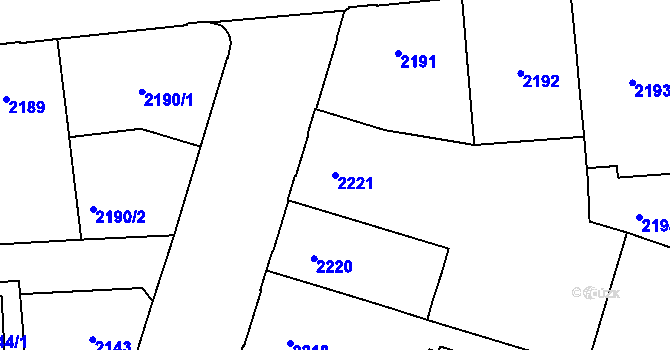 Parcela st. 2221 v KÚ Břevnov, Katastrální mapa