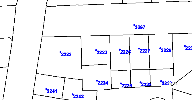 Parcela st. 2223 v KÚ Břevnov, Katastrální mapa