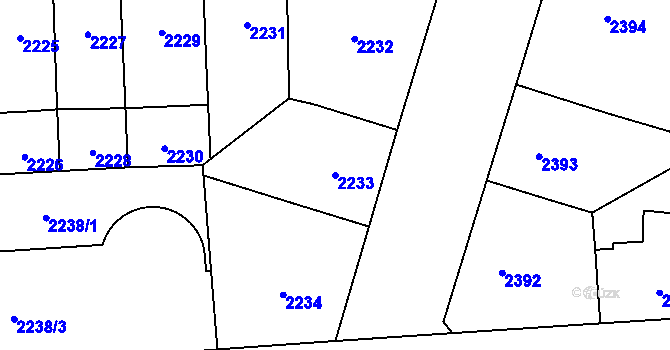 Parcela st. 2233 v KÚ Břevnov, Katastrální mapa