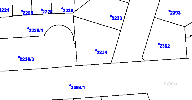 Parcela st. 2234 v KÚ Břevnov, Katastrální mapa