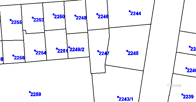 Parcela st. 2247 v KÚ Břevnov, Katastrální mapa