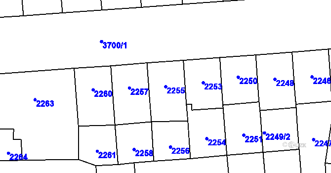 Parcela st. 2255 v KÚ Břevnov, Katastrální mapa