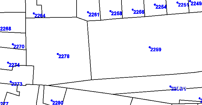 Parcela st. 2262 v KÚ Břevnov, Katastrální mapa