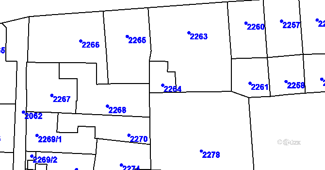 Parcela st. 2264 v KÚ Břevnov, Katastrální mapa