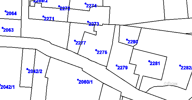 Parcela st. 2276 v KÚ Břevnov, Katastrální mapa