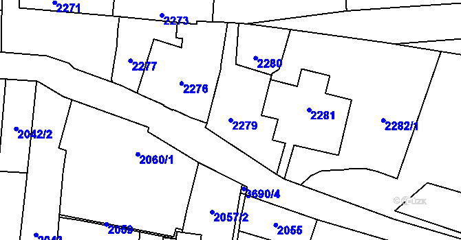 Parcela st. 2279 v KÚ Břevnov, Katastrální mapa