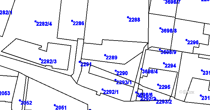 Parcela st. 2289 v KÚ Břevnov, Katastrální mapa
