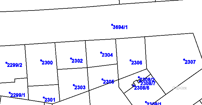 Parcela st. 2304 v KÚ Břevnov, Katastrální mapa