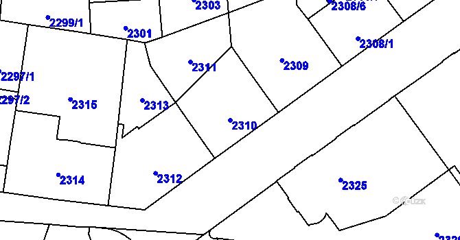 Parcela st. 2310 v KÚ Břevnov, Katastrální mapa