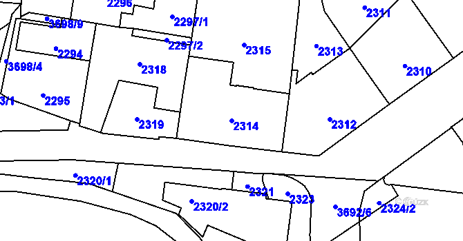 Parcela st. 2314 v KÚ Břevnov, Katastrální mapa