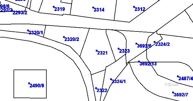 Parcela st. 2321 v KÚ Břevnov, Katastrální mapa