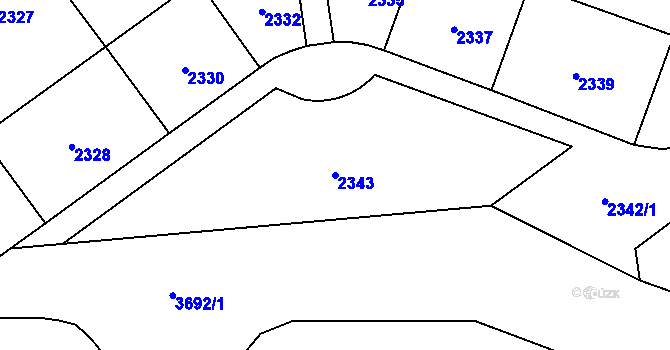 Parcela st. 2343 v KÚ Břevnov, Katastrální mapa