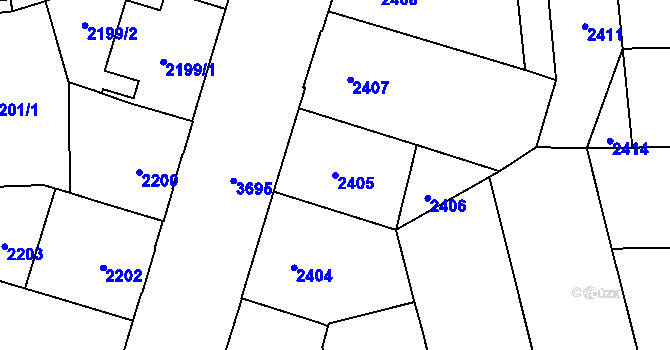 Parcela st. 2405 v KÚ Břevnov, Katastrální mapa