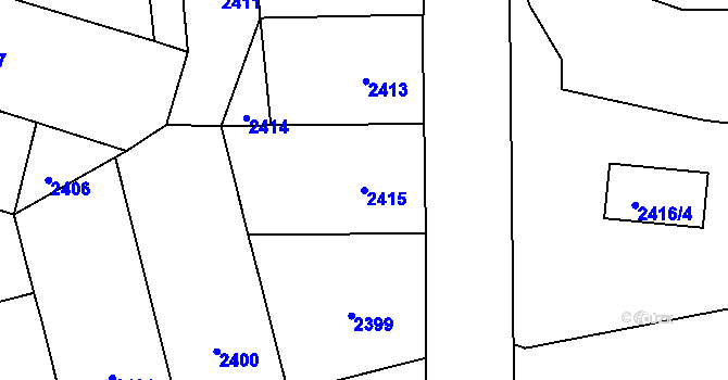 Parcela st. 2415 v KÚ Břevnov, Katastrální mapa