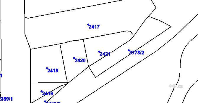 Parcela st. 2421 v KÚ Břevnov, Katastrální mapa