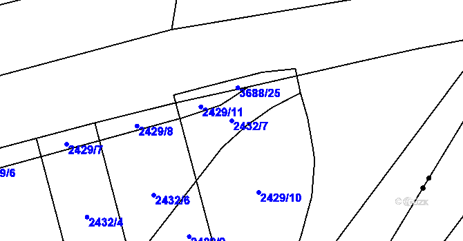 Parcela st. 2432/7 v KÚ Břevnov, Katastrální mapa