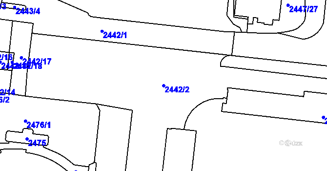 Parcela st. 2442/2 v KÚ Břevnov, Katastrální mapa
